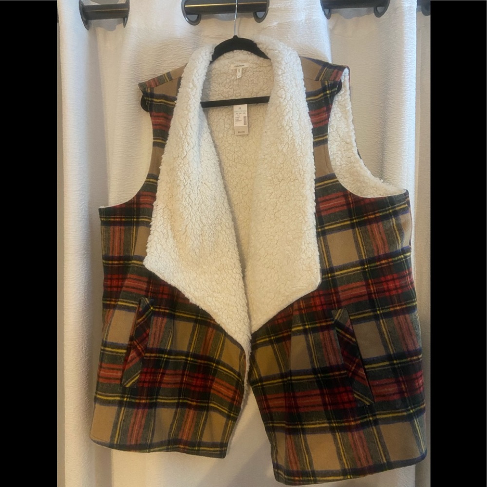 Maurices shearling and plaid winter vest